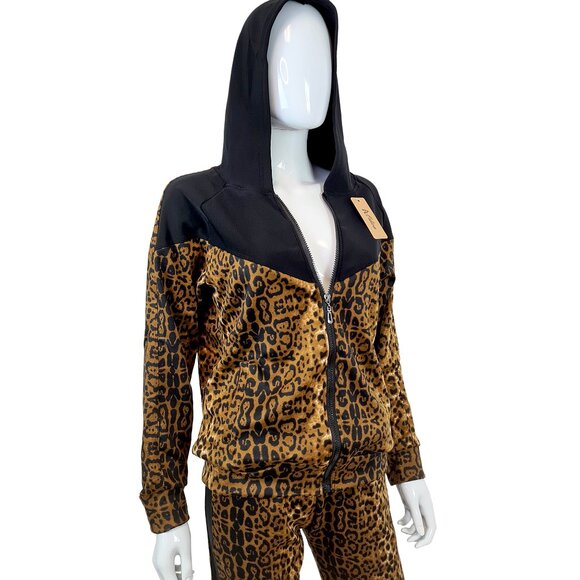 Comfy Chic Zippered Hoodie & Pants Set Leopard Animal Print Black Stripe NEW - Picture 10 of 10